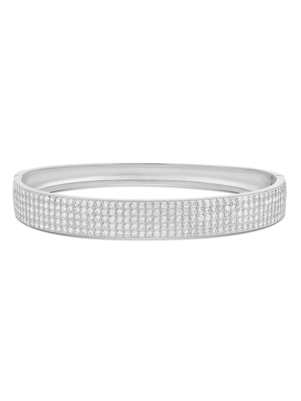 SHYMI Wide Pave Bangle Silver Rhodium Plated CZ Bracelet